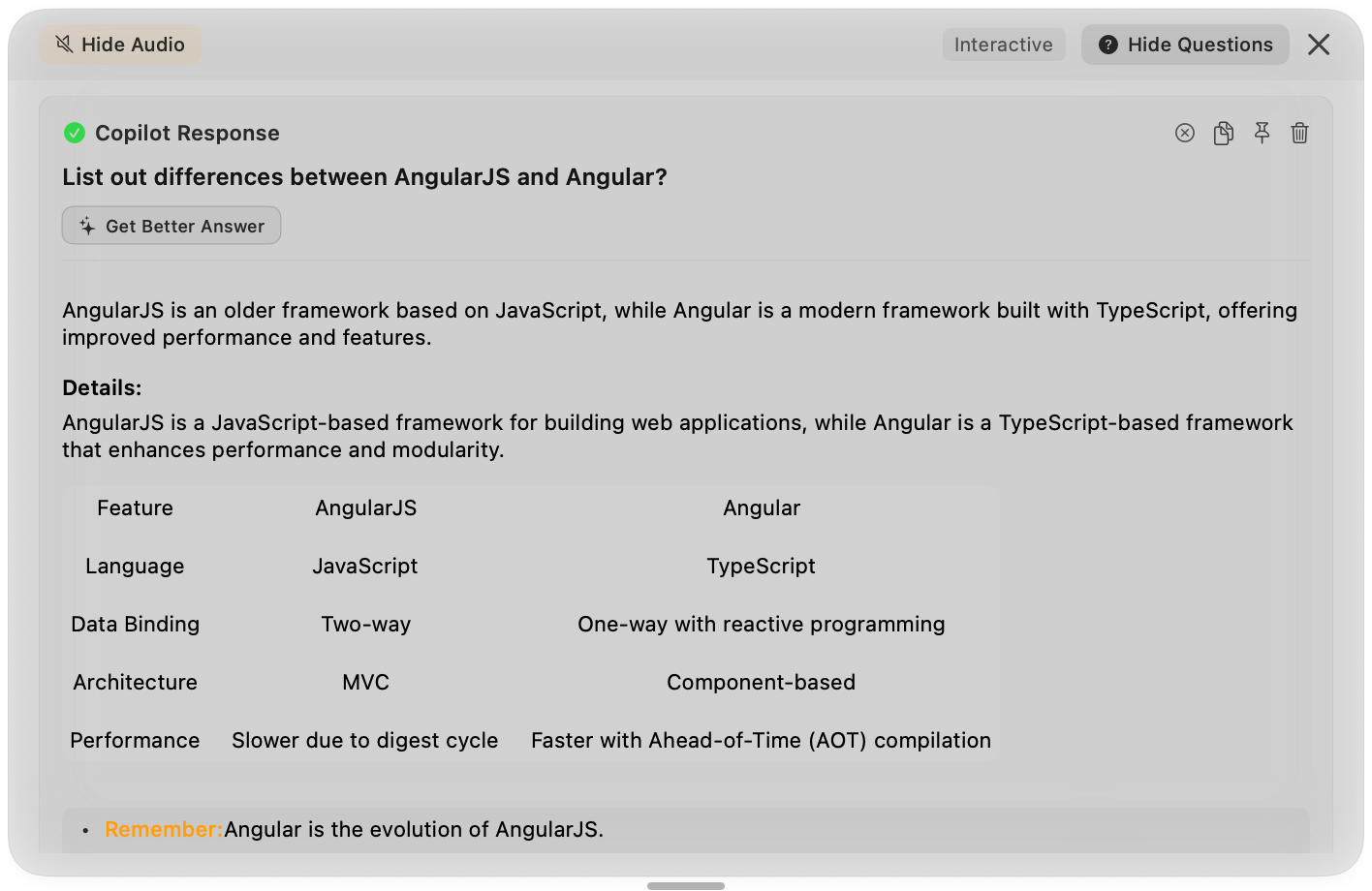 AI Response Interface